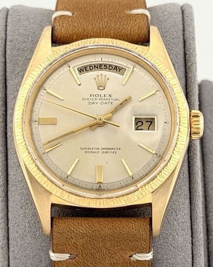 Rolex Day-Date "Bark Finish" 36MM Champagne "Doorstep" Dial Aftermarket Leather Strap (1807)