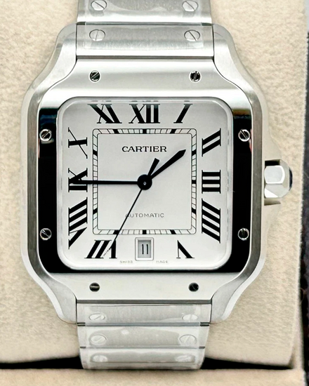 2025 Cartier Santos De Cartier 39.8MM White Dial Steel Bracelet (WSSA0018)