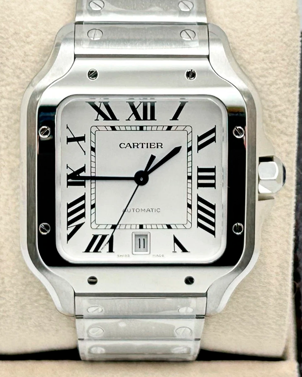 2025 Cartier Santos De Cartier 39.8MM White Dial Steel Bracelet (WSSA0018)