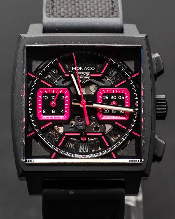 Tag Heuer Monaco "Pink Phantom" 39MM Skeleton Dial Rubber Strap (CBL218B.FT6236)