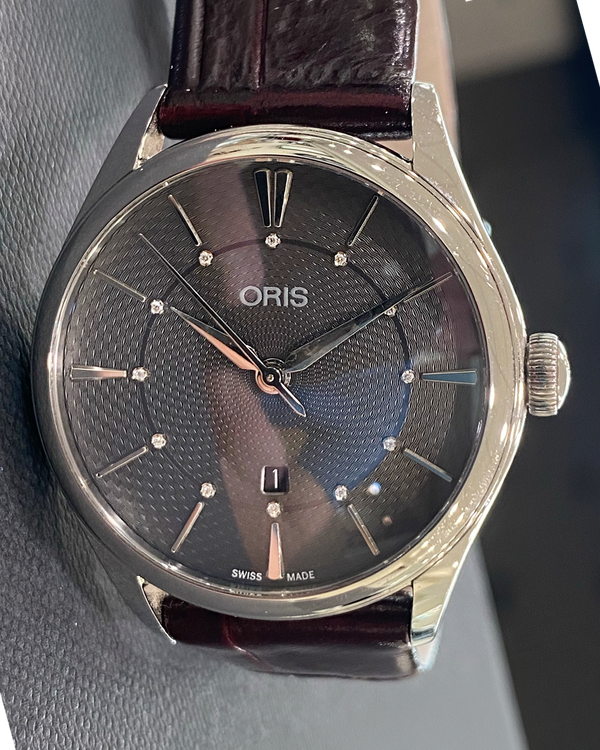 No Reserve - Oris Artelier Date Diamonds 33MM Black Dial Leather Strap (01 561 7724 4053)