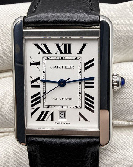 No Reserve - 2016 Cartier Tank Solo XL 31MM Silver Dial Leather Strap (W5200027)