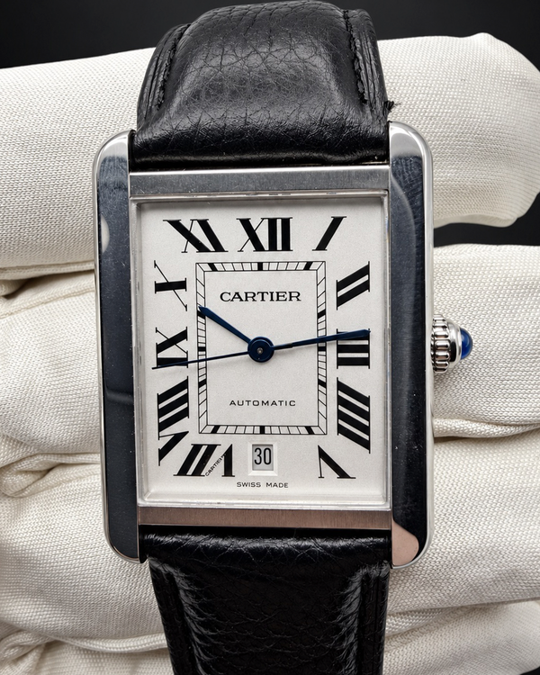 No Reserve - 2016 Cartier Tank 31MM Silver Dial Leather Strap (W5200027)