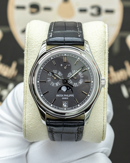 Patek Philippe Annual Calendar 39MM Grey Dial Leather Strap (5146P-001)