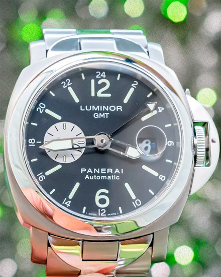 Panerai Luminor GMT 44MM Black Dial Titanium Bracelet (PAM00161)