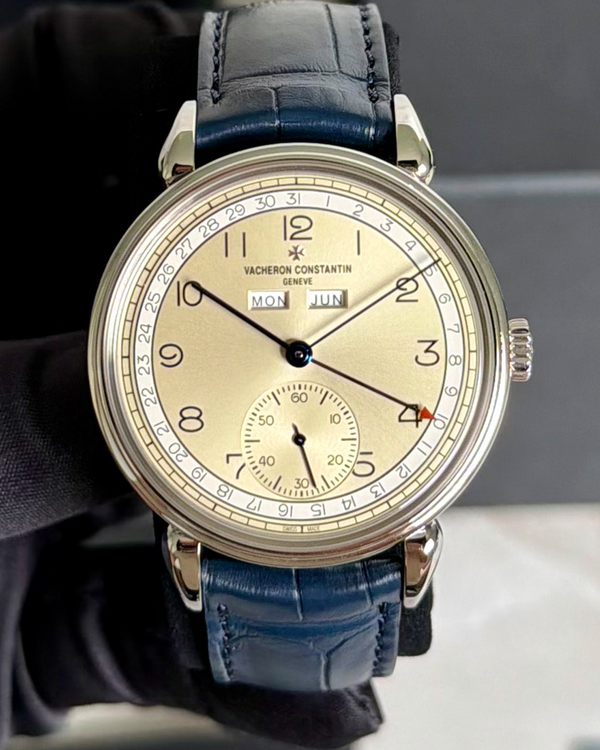 (Working) 2023 Vacheron Constantin Traditionnelle Historiques Triple Calendar 40MM Ivory Dial Leather Strap (3110V/000A-B426)