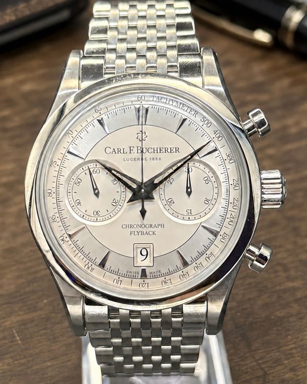 No Reserve - Carl F. Bucherer Manero Flyback 43MM Silver Dial Steel Bracelet (00.10919.08.13.21)