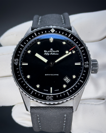 No Reserve - 2023 Blancpain Fifty Fathoms Bathyscaphe 43.6MM Black Dial Textile Strap (5000-0130-B52A)