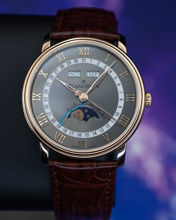 No Reserve - 2022 Blancpain Villeret 40MM Grey Dial Leather Strap (6654-3613-55B)