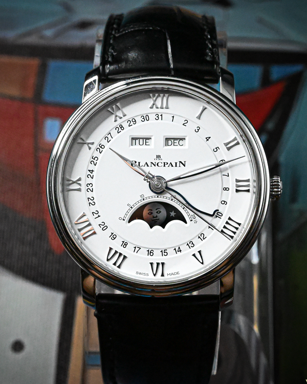 2022 Blancpain Villeret Quantième Complet Phases de Lune 40MM White Dial Leather Strap (6654-1127-55B)