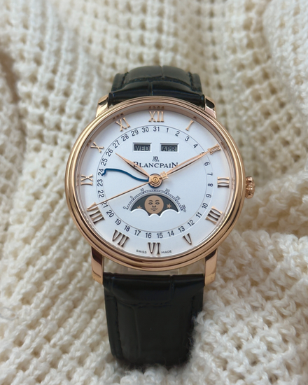 2023 Blancpain Villeret Quantième Complet 40MM Opaline Dial Leather Strap (6654-3642-55B)