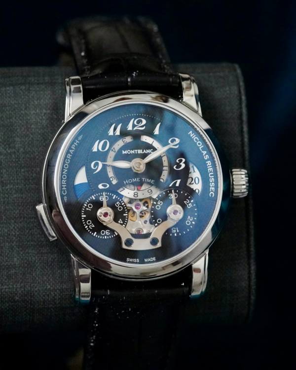 No Reserve - 2023 Montblanc Nicolas Rieussec 43MM Black Dial Leather Bracelet (U0107070)