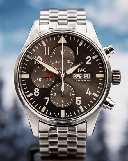 2017 IWC Schaffhausen Pilot Spitfire Chronograph 43MM Grey Dial Steel Bracelet (IW377719)