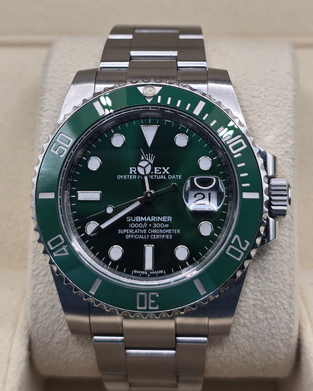 No Reserve - 2018 Rolex Submariner Date “Hulk” 40MM Green Dial Oyster Bracelet (116610LV)
