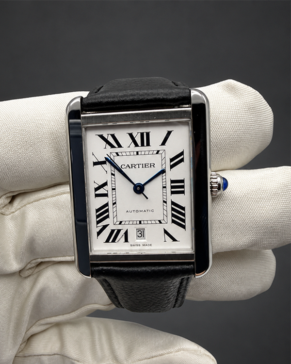 No Reserve - 2016 Cartier Tank 31MM Silver Dial Leather Strap (W5200027)