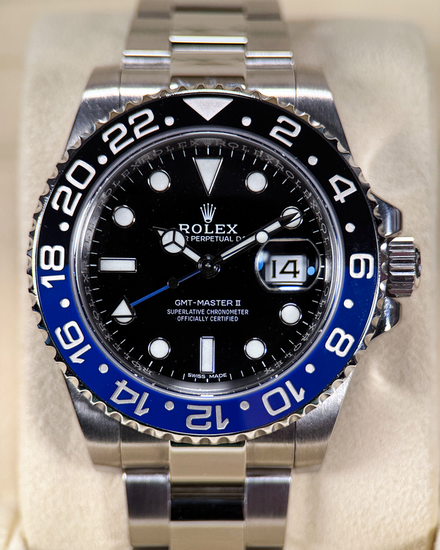 No Reserve - 2016 Rolex GMT-Master II "Batman" 40MM Black Dial Oyster Bracelet (116710BLNR)