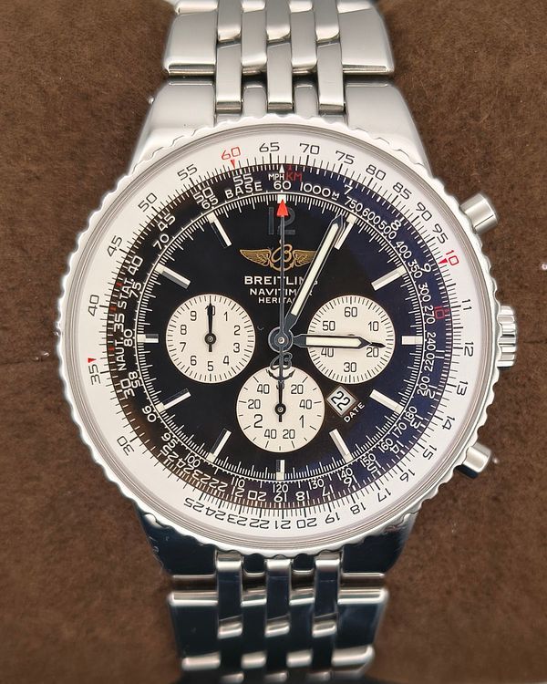 Breitling Navitimer Heritage 43MM Black Dial Steel Bracelet (A35340)