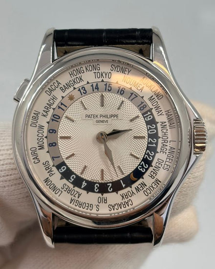 Patek Philippe World Time 37MM Silver Dial Leather Strap (5110)
