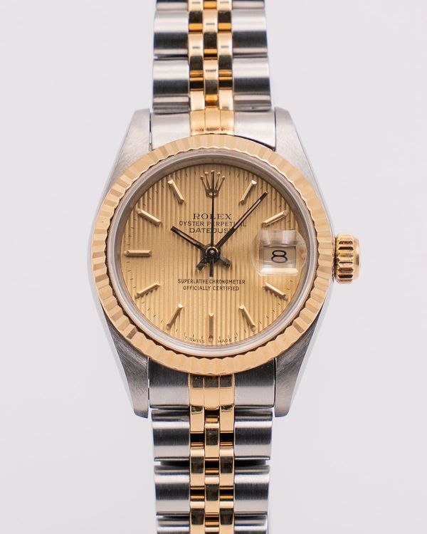 1995 Rolex Lady-Datejust 26MM Champagne "Tapestry" Dial Two-Tone Jubilee Bracelet (69173)