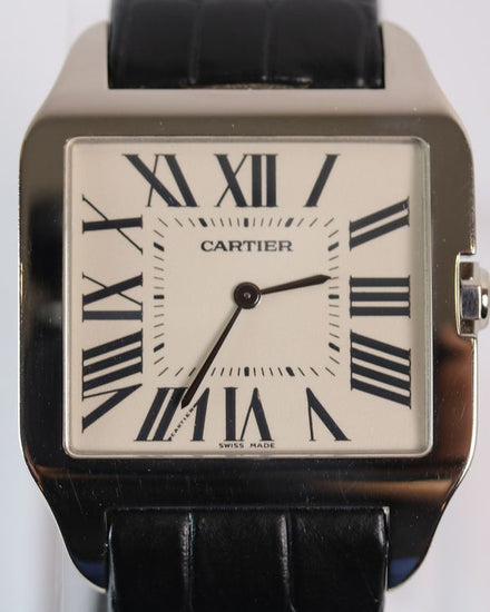 2009 Cartier Santos Dumont 35MM Silver Dial Leather Strap (W2007051)
