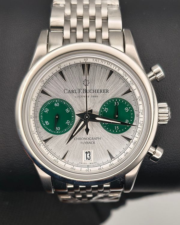Carl F. Bucherer Manero Flyback 40MM Silver Dial Steel Bracelet (00.10927.08.13.22)