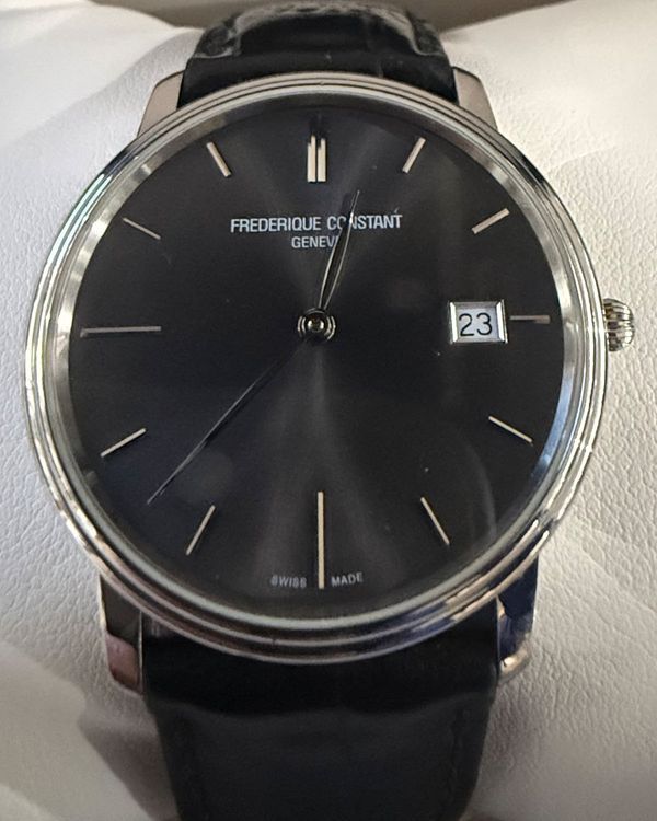 Frederique Constant Geneve Slimline 40MM Black Dial Leather Strap (FC306G4S6)