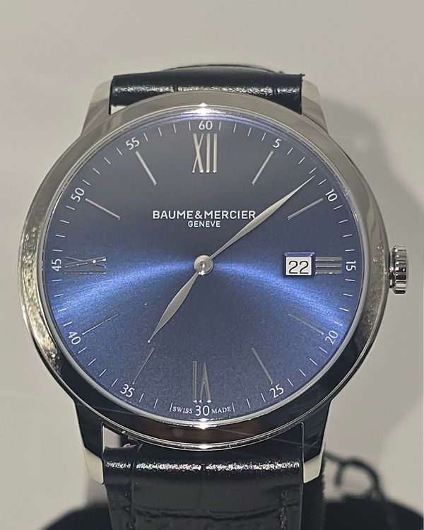 Baume & Mercier Classima 40MM Quartz Blue Dial Leather Strap (M0A10324)