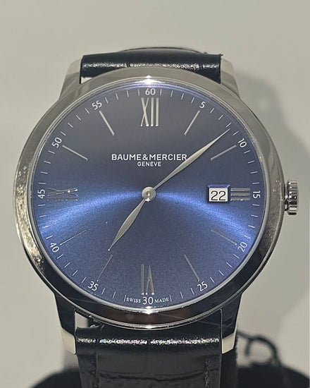 Baume & Mercier Classima 40MM Quartz Blue Dial Leather Strap (M0A10324)