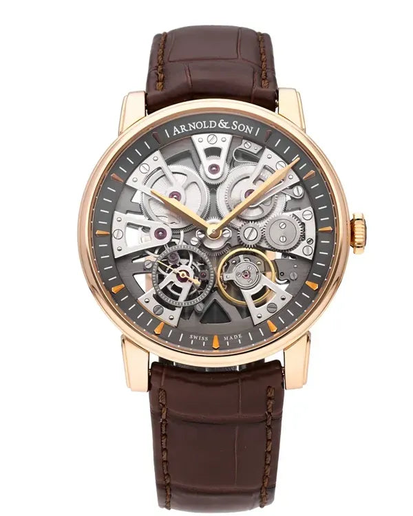 (WORKING) Arnold & Son Nebula 41.5MM Skeleton Dial Leather Strap (1NEAR.S01A.C123A)