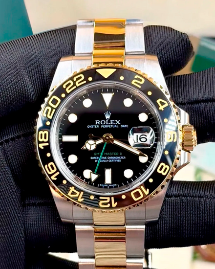 2008 Rolex GMT-Master II 40MM Black Dial Two-Tone Oyster Bracelet (116713LN)