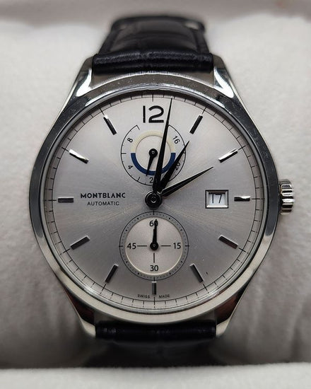 Montblanc Heritage Chronométrie Dual Time 41MM Silver Dial Leather Strap (7348)