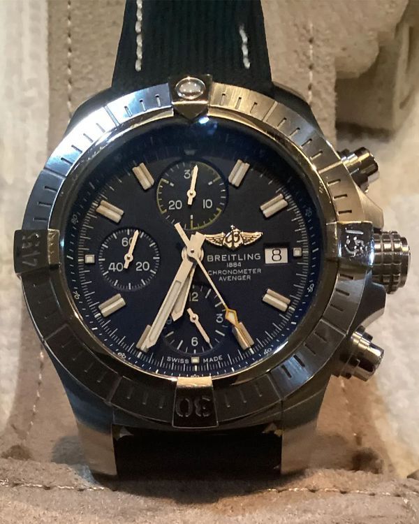 No Reserve - 2024 Breitling Avenger Chronograph 45MM Blue Dial Textile Strap (A13317)