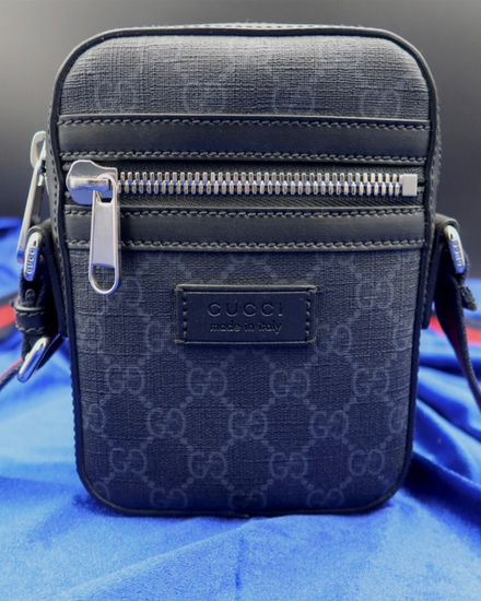 Gucci Bag GG Supreme Monogram Appia Small Black Grey Coated Canvas Leather Trim Silver-Tone Hardware Textile Strap (GG Supreme)
