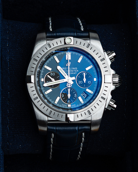 2018 Breitling Chronomat B01 44MM Blue Dial Leather Strap (AB0115101C1P1)
