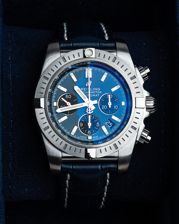 2018 Breitling Chronomat B01 44MM Blue Dial Leather Strap (AB0115101C1P1)
