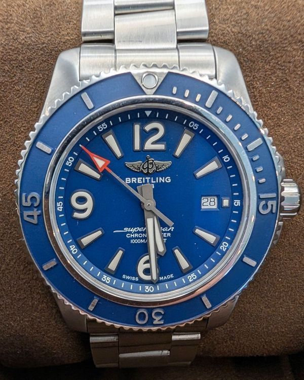 2019 Breitling Superocean 44MM Blue Dial Steel Bracelet (A17367D81C1A1)