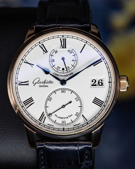No Reserve - Glashütte Original Senator Chronometer 42MM Silver Dial Leather Strap (1-58-01-02-05-30)