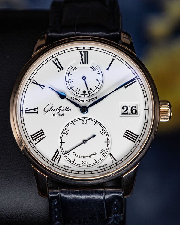 No Reserve - Glashütte Original Senator Navigator Chronometer 42MM Silver Dial Leather Strap (1-58-01-02-05-30)