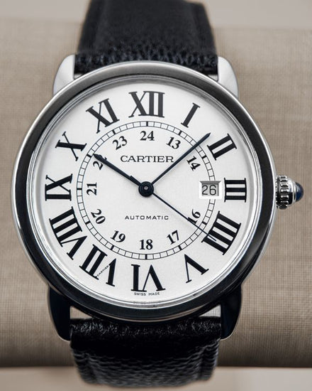 No Reserve - 2018 Cartier Ronde De Cartier Solo 42MM Silver Dial Leather Strap (W6701010)