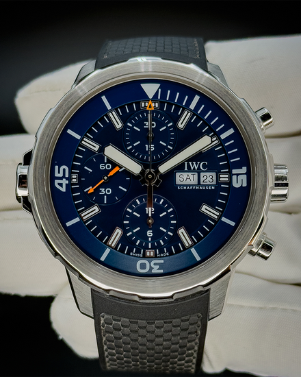 No Reserve - 2017 IWC Schaffhausen Aquatimer Chronograph 44MM Blue Dial Rubber Strap (IW376805)