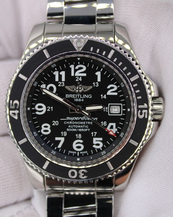 2017 Breitling Superocean 42MM Black Steel Bracelet  (A17365C9/BD67-161A)