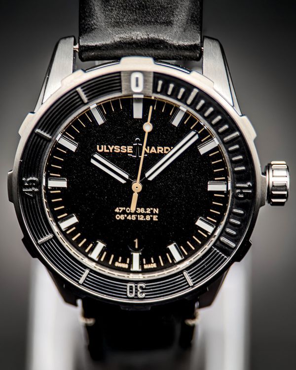 No Reserve - 2021 Ulysse Nardin Diver 42MM Black Dial Leather Strap (8163-175/92)