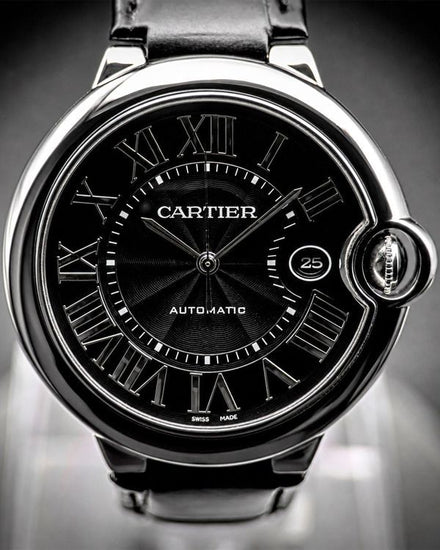 No Reserve - 2017 Cartier Ballon Bleu 42MM Black Dial Leather Strap (WSBB0003)