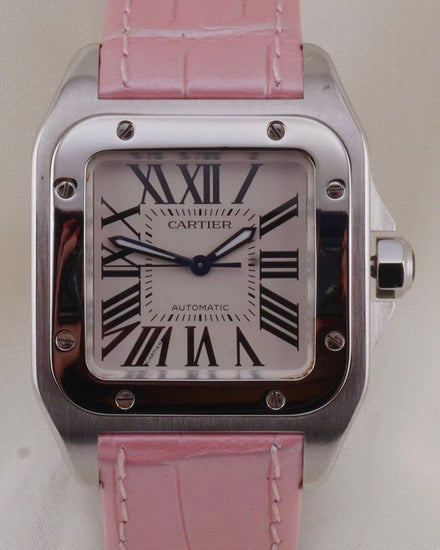 2017 Cartier Santos 100 33MM White Dial Leather Strap (W20126X8)
