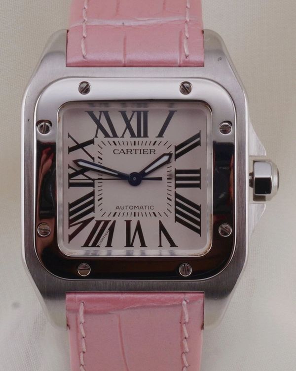 2017 Cartier Santos 100 33MM White Dial Leather Strap (W20126X8)