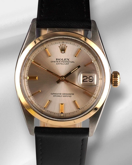 No Reserve - Rolex Datejust 36MM Silver Dial Aftermarket Leather Strap (1600/3)