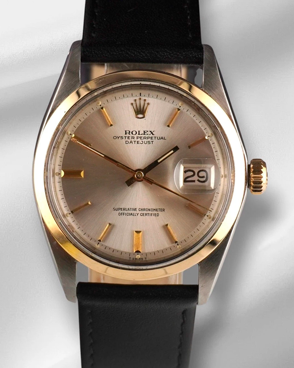 No Reserve - Rolex Datejust 36MM Silver Dial Aftermarket Leather Strap (16013)