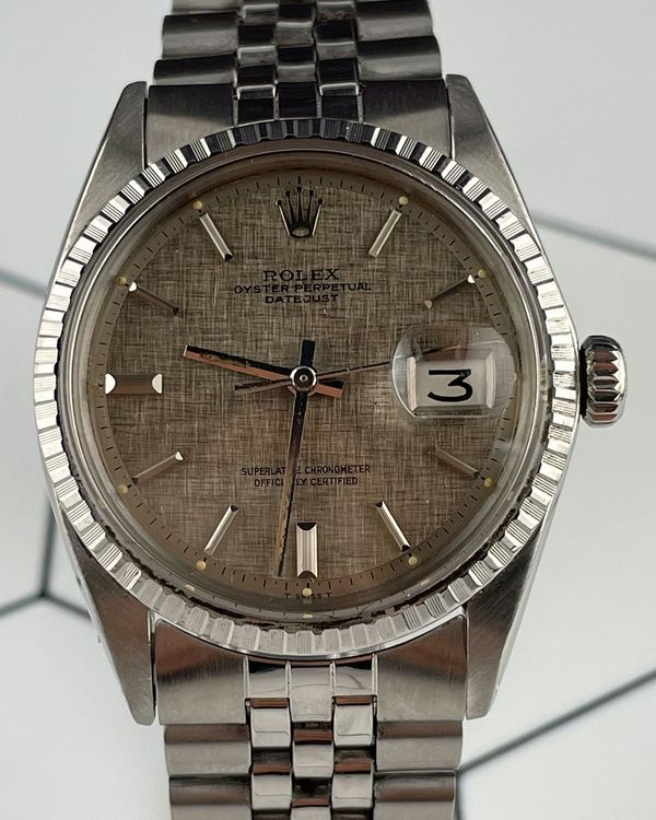 No Reserve - Rolex Datejust 36MM Silver "Linen" Dial Jubilee Bracelet (1603)