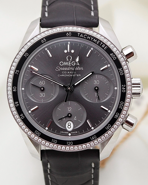 2026 Omega Speedmaster 38MM Grey Dial Leather Strap (324.38.38.50.06.001)