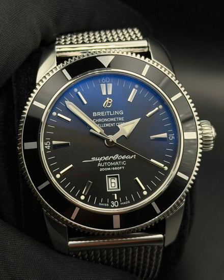 No Reserve - 2015 Breitling Superocean Heritage 46MM Black Dial Steel Bracelet (A17320)